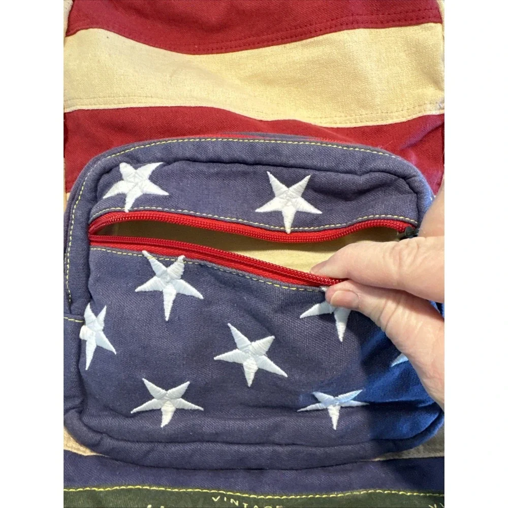 Tigerbear Republik Vintage US Surplus Heavy Canvas Backpack With US Flag‎ GW999